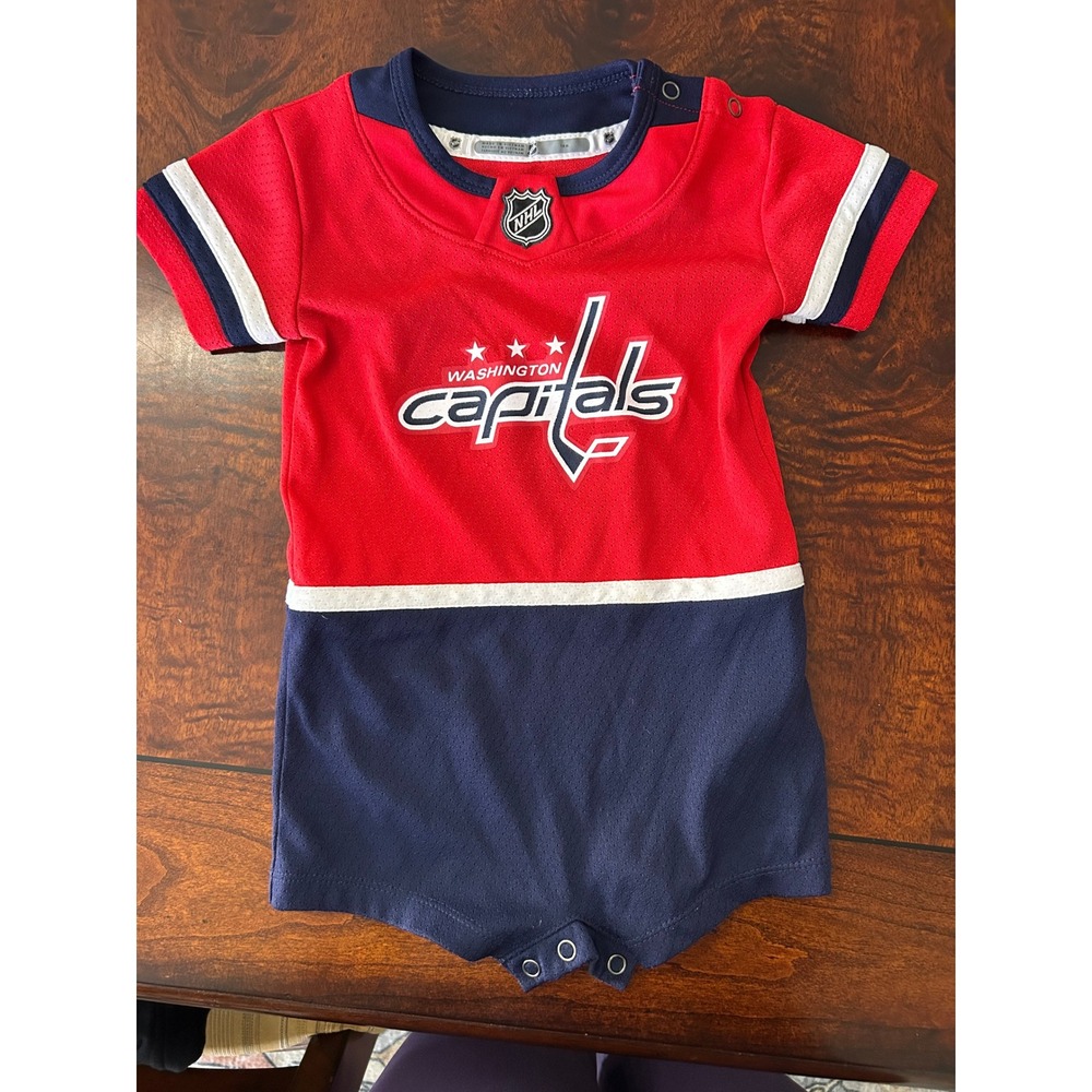 NHL Washington Capitals Infant Jersey Bodysuit Red Navy 18M Romper